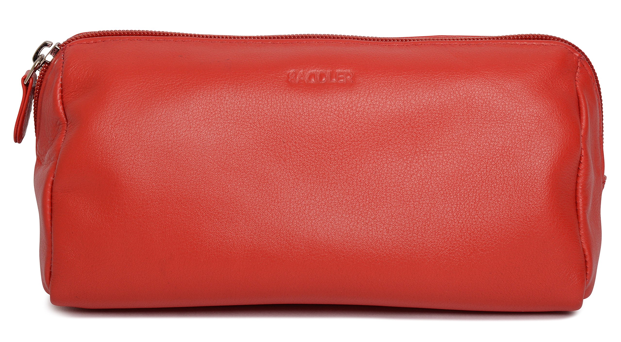 SADDLER - Large Leather Makeup Bag for Women – Zip-Top Cosmetic & in-Bag Organiser | Spacious Travel Pouch for Handbag, Toiletries & Essentials - Gift Boxed