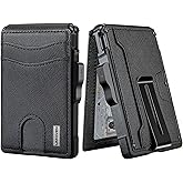 umoven Wallet for Men - with Money Clip Slim Leather Slots Credit Card Holder RFID Blocking Bifold Minimalist Wallet (Gravel Black)