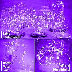SunKite 16 Packs 20 LED Purple Fairy String Lights