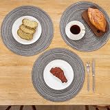 SHACOS 38cm Round Placemats Set of 6 Grey Woven Heat Resistant view 6