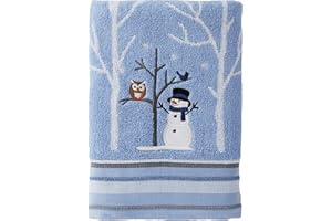 SKL Home Christmas/Gift Winter Friends Snowman Bath Towel, Blue