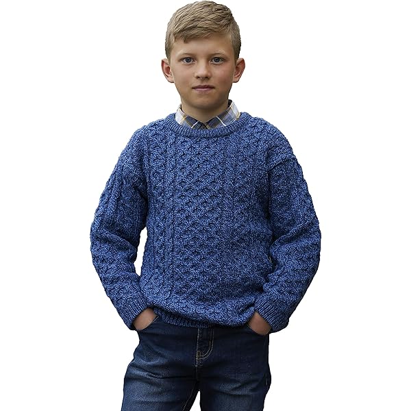 Merino Wool Sweater Aran Crafts Unisex Irish Cable Knitted Crew