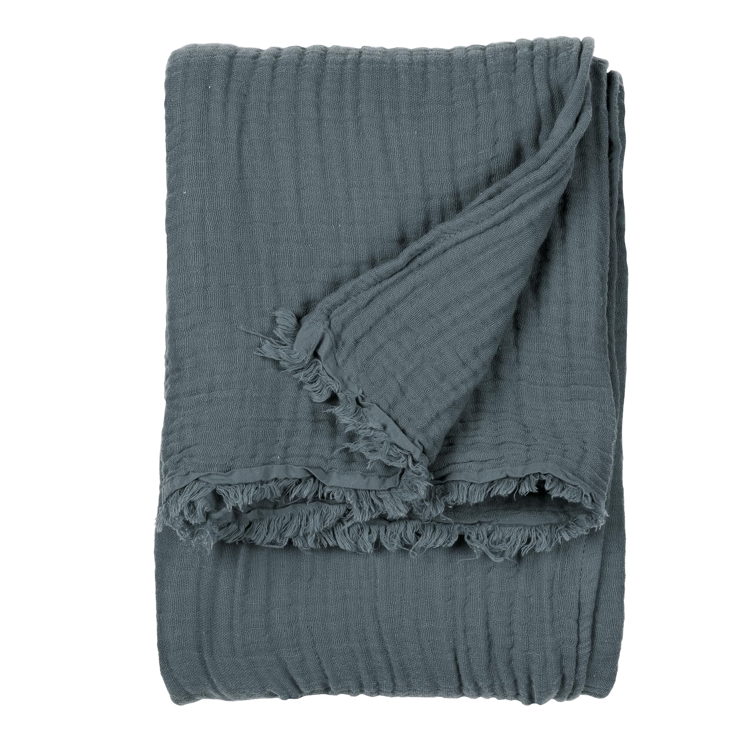 Yard furn Lark Cotton Muslin Throw – Soft Crinkle Texture Blanket (Dusk – 130x180cm)