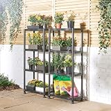 VonHaus 4 Tier Garage Shelving Units Pack of 2 Weatherproof Plastic Shelves view 3
