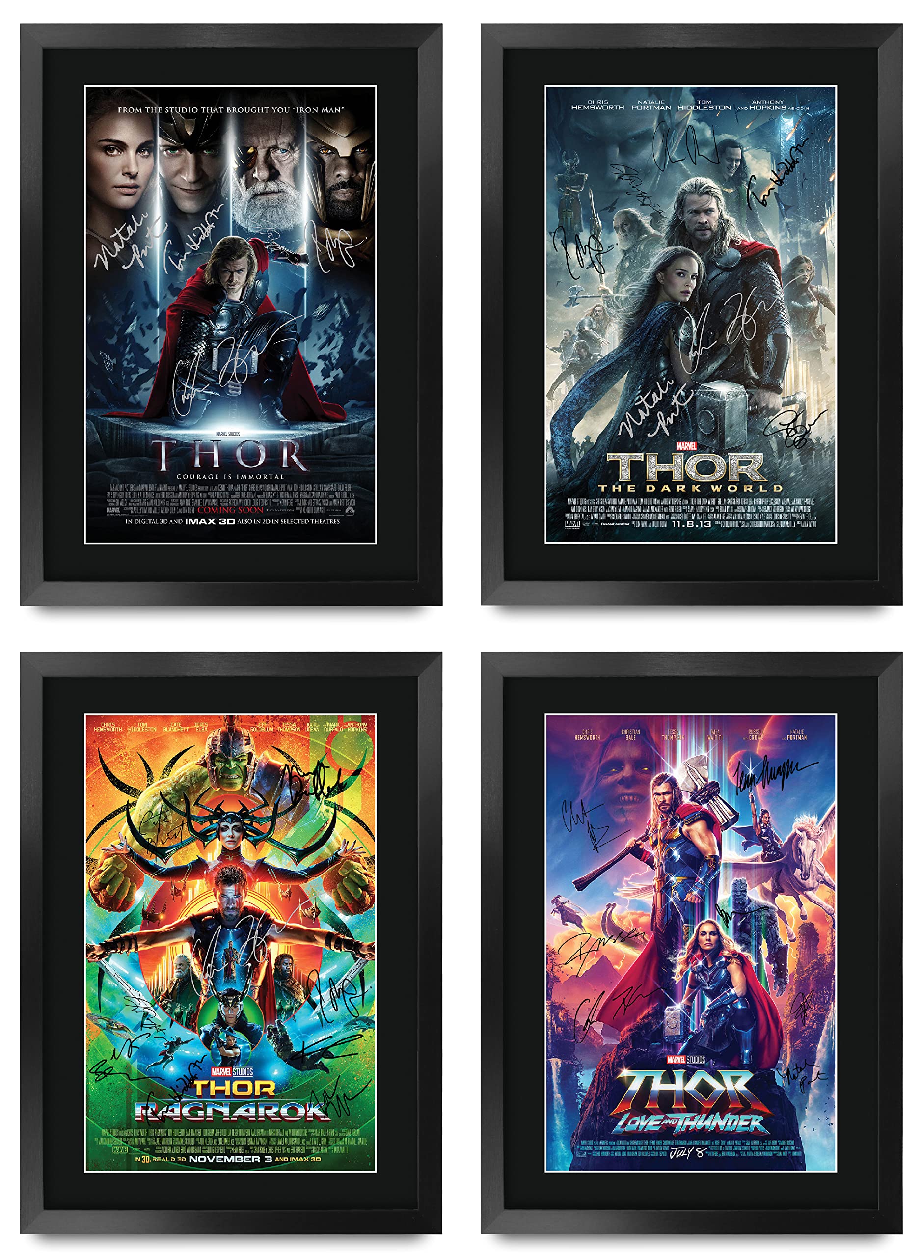 HWC Trading A3 FR Thor Movie Poster Collection with Hemsworth, Portman, Elba, Hiddleston & Hopkins Signed Printed Autograph Film Gifts Print Photo Picture Display