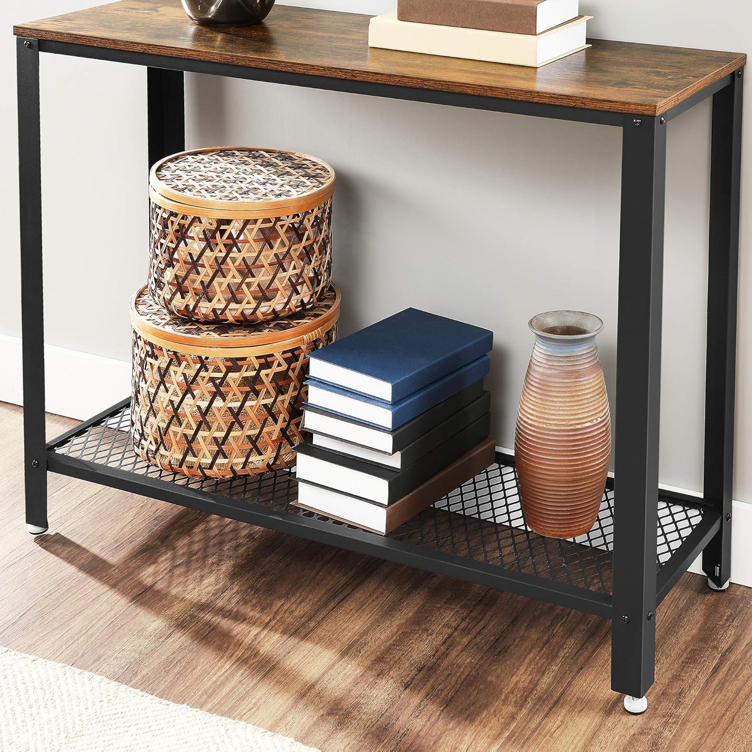 VASAGLE Console Table, Sofa Table, Metal Frame, Easy Assembly, for Entryway, Living Room, Rustic Brown ULNT80X: Furniture & Decor