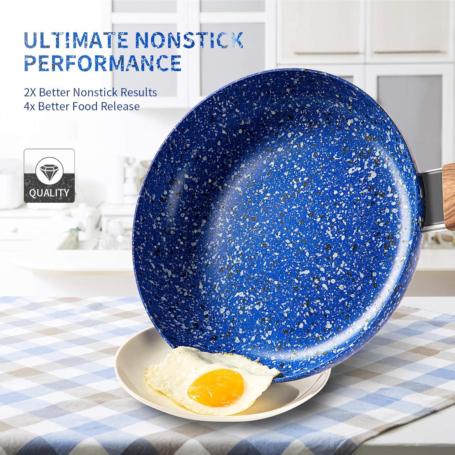 MICHELANGELO Nonstick Frying Pans, Granite Frying Pans with Stone-Derived Coating, Stone Fry Pan Nonstick, Stone Skillets Nonstick, Nonstick Pan Set, Frying Pan Set, Induction Compatible, 9.5" & 11": Kitchen & Dining