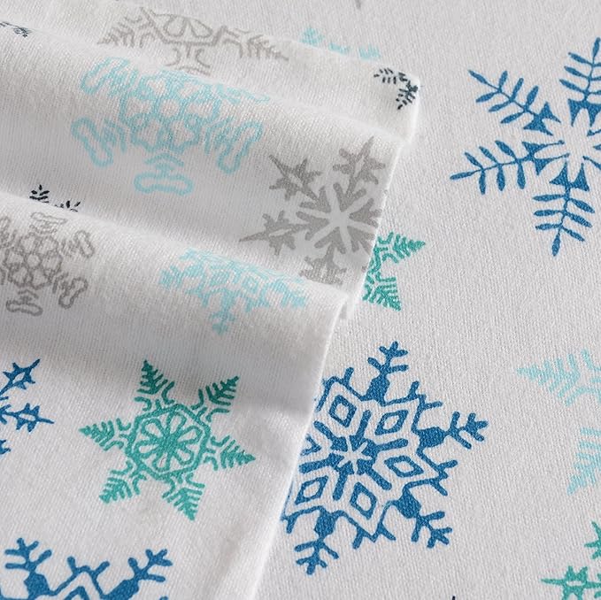 Eddie Bauer Tossed Snowflake Flannel Sheet Set, King, Blue Amazon.ca