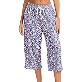 Kabento Women Pajama Pants Capri Cotton Sleep Lounge Pj Bottoms with Pockets