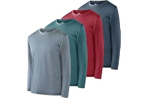 Real Essentials 4 Pack: Boys Youth Dry-Fit Moisture Wicking Active Athletic Performance Long-Sleeve T-Shirt