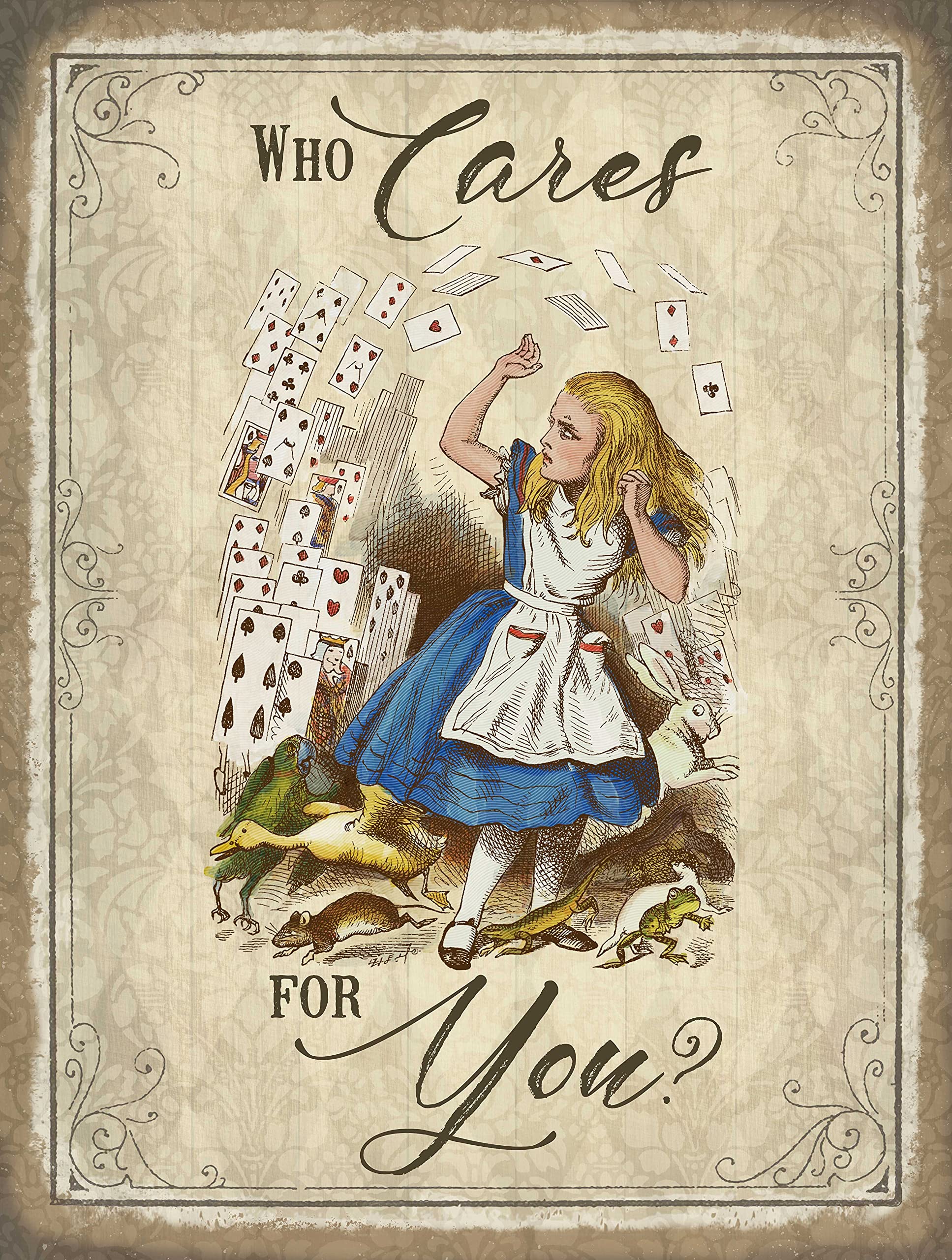 OG Who Cares For You? (Alice in Wonderland) Small metal sign