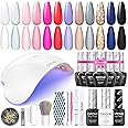 Gel Nail Polish Kit with UV Light, opove Gel Nail Polish Set Soak Off with LED Nail Lamp Glitter Starter System for Nail Art 