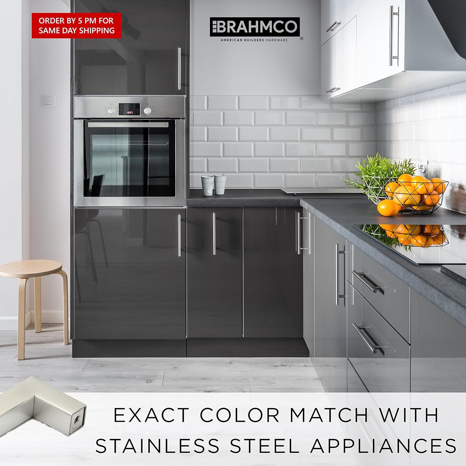 5 Solid Brushed Nickel T Bar Cabinet Pulls 10 Pack 3 Hole Center