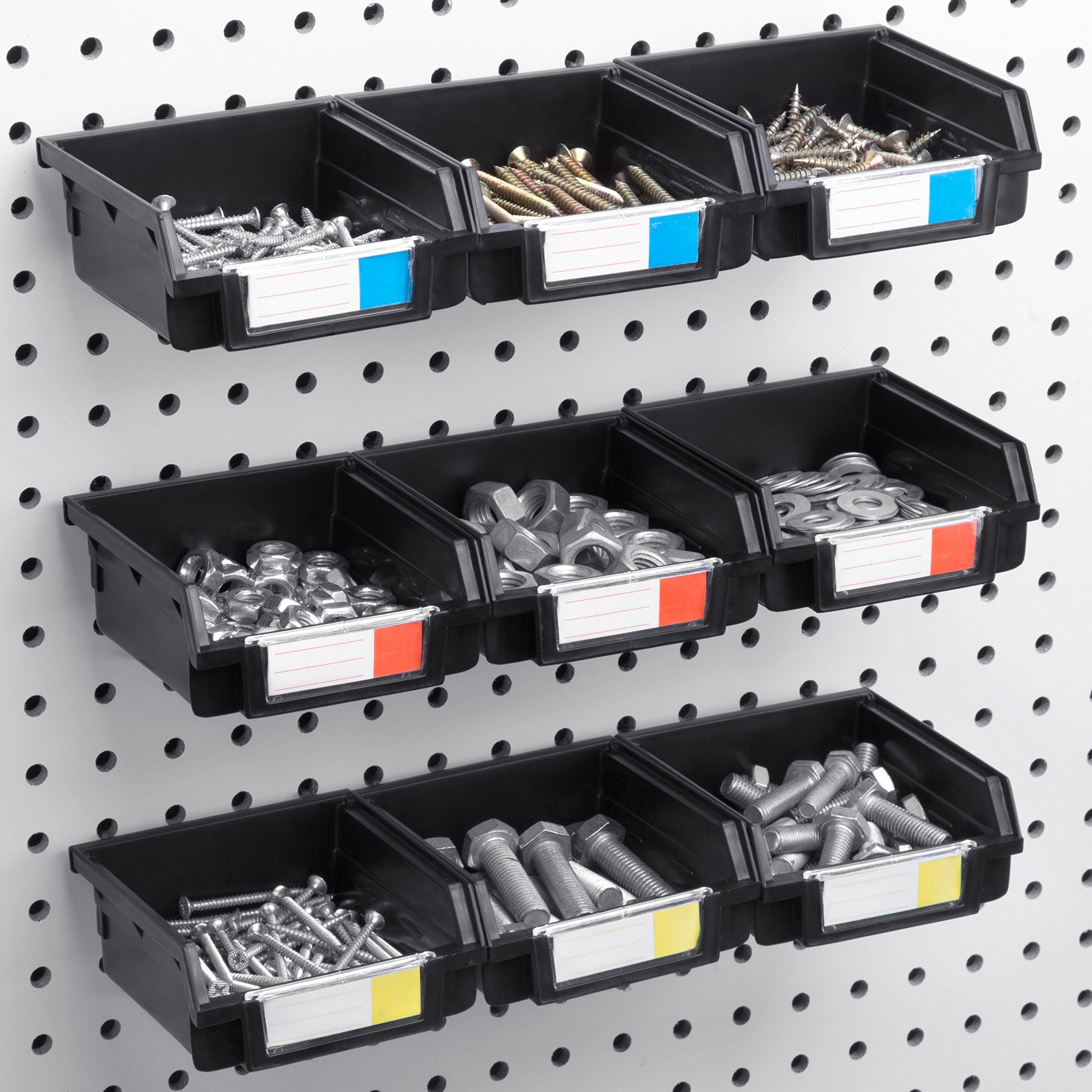 Pegboard Bins 12 Pack Hooks to 1/4" or 1/8" Hole Peg Board