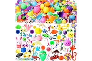 JOYIN 200 Pcs Toys Plus Stickers Prefilled Easter Eggs, Prefilled Easter Eggs for Easter Theme Party Favor, Eggs Hunt, Basket Stuffers Fillers, Party Decorations
