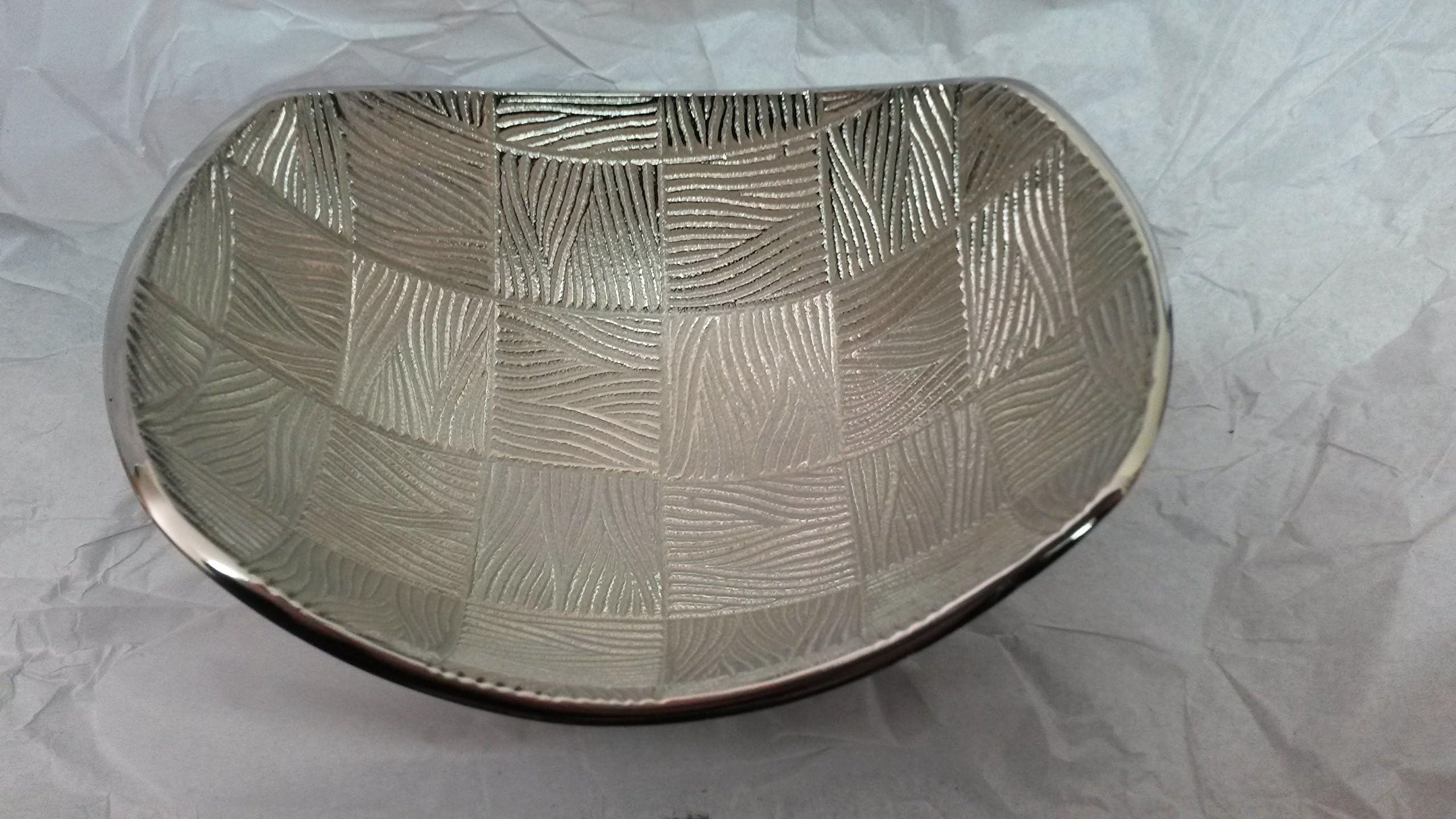 Simply Designz Checkered Silver Nut Bowl 6"