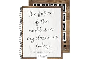 Schoolgirl Style Industrial Chic Teacher Planner, Undated Weekly & Monthly Planner, Lesson Plan Book With Checklists, Planner Stickers for Classroom or Homeschool (8 in. x 11 in.)