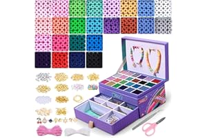 Beadact Clay Beads Bracelet Making Kit - Two Layer Gift Box Set, Friendship Bracelet Kit with Clay Beads, Letter Beads and Charms for Jewelry Making, Arts and Crafts Gifts for Girls