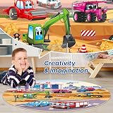 SYNARRY Giant Construction Vehicle Floor Puzzle 70pcs Round Kids 3 8 yrs view 3