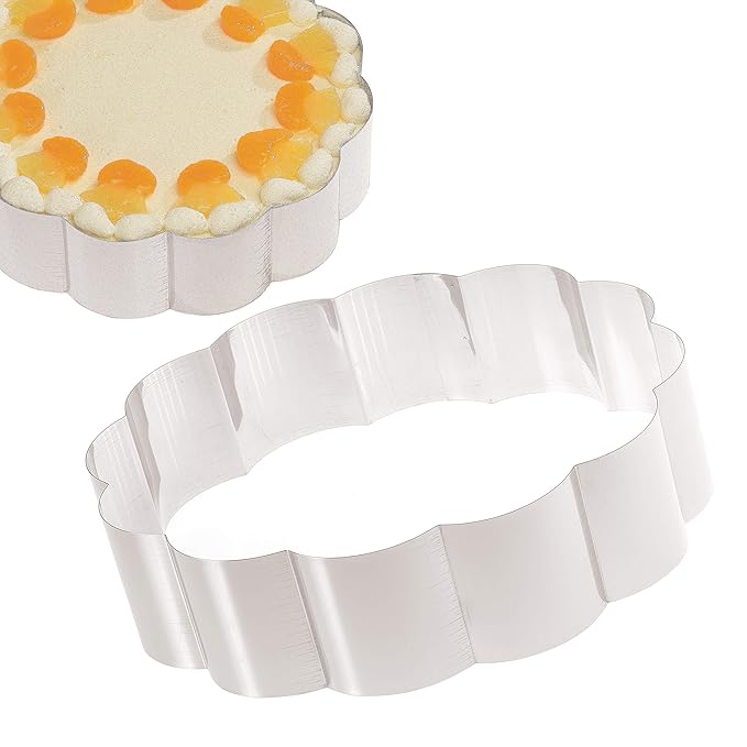 TORTENRING Blume 12 Bögen von 4smile – Made in Germany ? Back-Form rund Ø 27 cm ? Springform ohne Boden Edelstahl spülmaschin