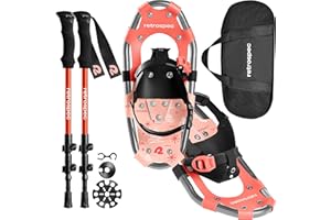 Retrospec Drifter Kids Snowshoes Bundle with Adjustable Trekking Poles - Lightweight Aluminum Hiking Sticks Collapsible for Boys & Girls All Terrain - Walking Sticks with Carrying Bag