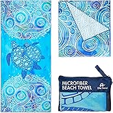 Elite Trend Microfiber Beach Towel for Adults with Bag - Extra Large 78x35 inch Lightweight Sand Free Quick Dry Towel for Travel, Swimming, Yoga, Camping (Sea Turtle)