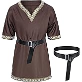 Kids Medieval Costume Boys Viking Tunic Knight Warrior Renaissance Shirts with Belt