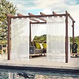 Bonzer Sheer Outdoor Curtains 2 Panels Grommet Waterproof Beige 54x84 view 2