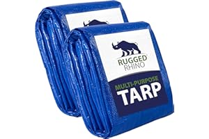 Rugged Rhino Tarp All Weather Protection 100% Waterproof Tarps, 10x20, Tear UV and Temperature Resistant High Durability Reinforced Grommets, Multipurpose Outdoor Tarpaulin Accessories Camping, 2 Pack