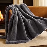 Bare Home Faux Fur Blanket - Ultra-Soft Luxurious - Cozy Warm Throw for Couch, Sofa, Chair, Bed - Fuzzy Fluffy Super Soft - Decorative Bed Blanket, 60x47 inches (Throw, Dark Grey)