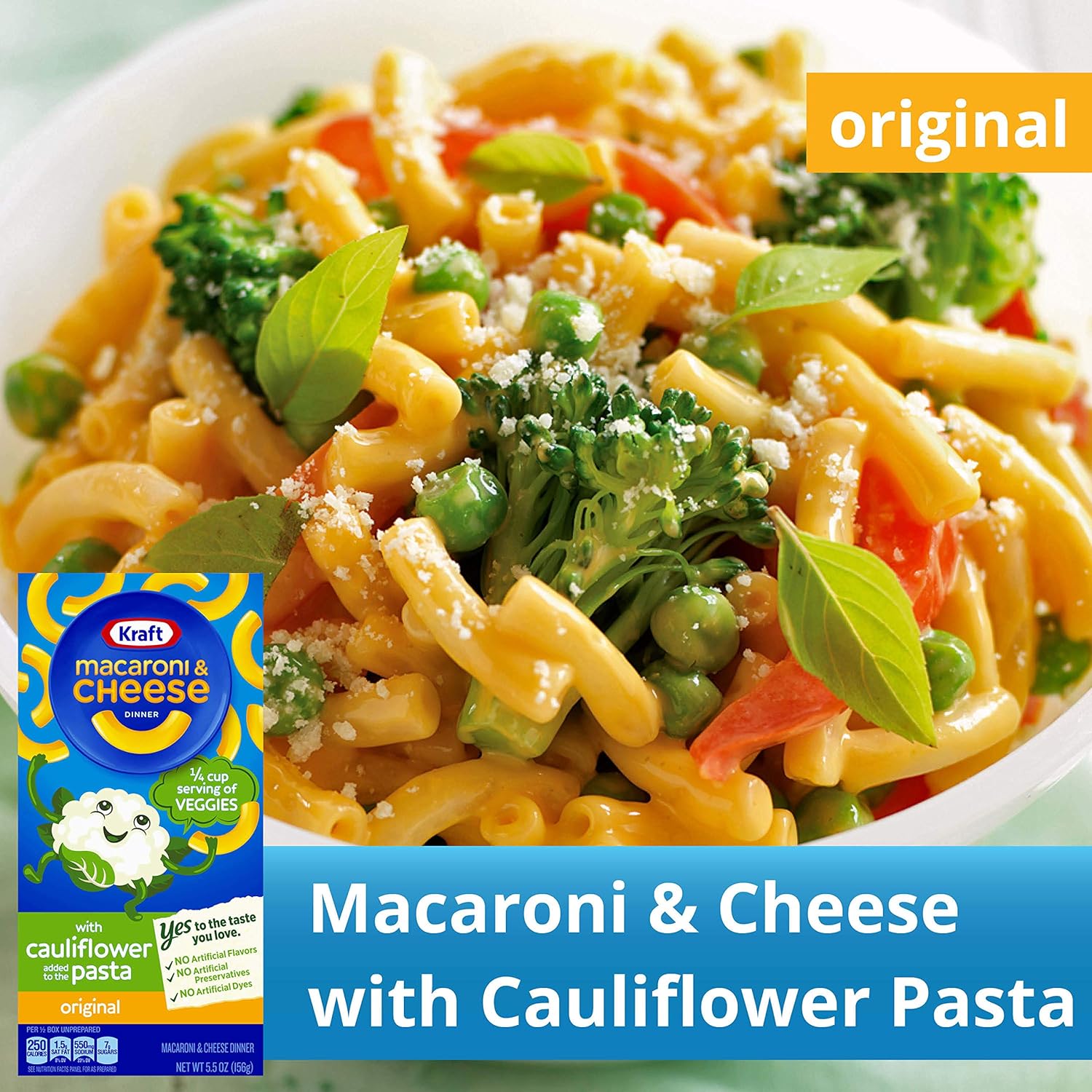 Amazon Com Kraft Original Macaroni Cheese With Cauliflower 5 5 Oz Box Grocery Gourmet Food