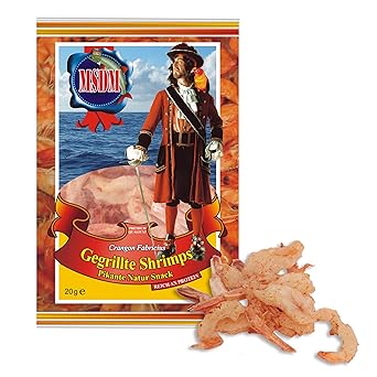 Gegrillte Shrimps pikant Natur Snack getrocknet und gesalzen Low Carb Snack Protein Snack Fitness Food Jerky Eiweiß Snack Ome