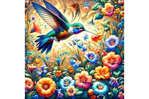 Zythron Hummingbird Diamond Painting Kits for Adults,5D DIY Bird Diamond Art Kits Round Full Drill Gem Art and Crafts for Home Wall Decor Gift 14 X14 Inch