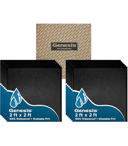 Amazon.com: Genesis 2ft x 2ft Smooth Pro Black PVC Ceiling Tiles