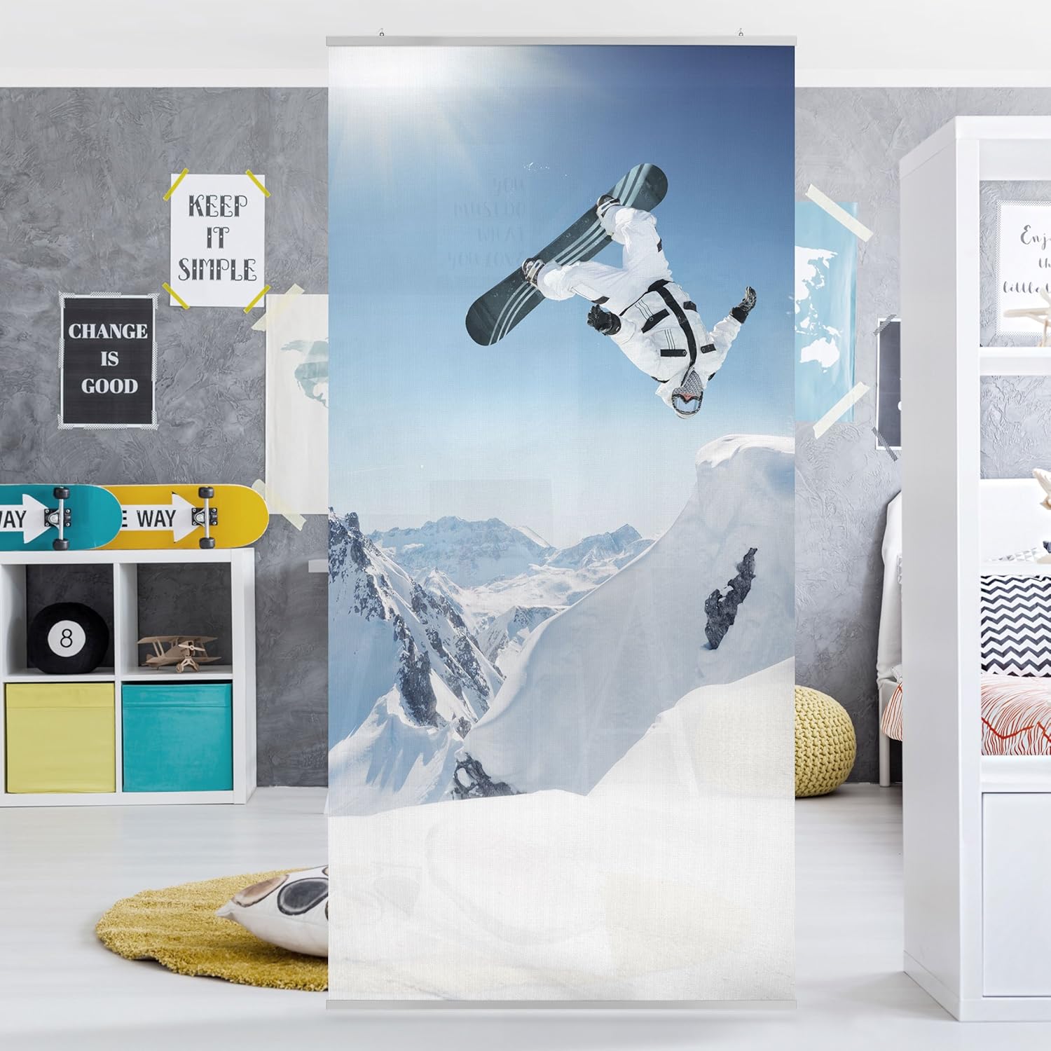 Möbel Bilderwelten Raumteiler Snowboarding 250x120cm ohne Halterung