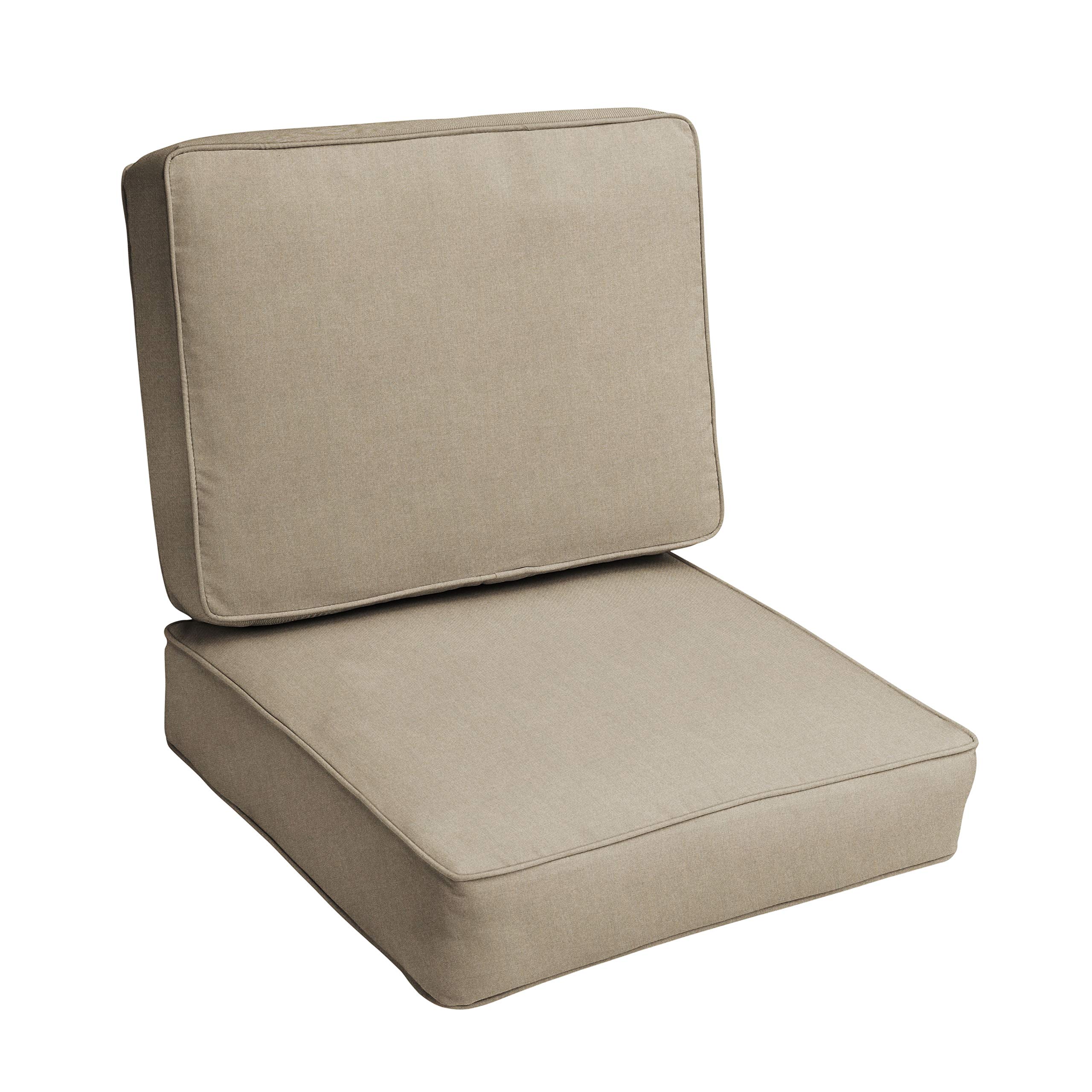 Mozaic Company AMZ205111TESC Sunbrella Canvas Taupe Outdoor Seat and Back Cushion Set
