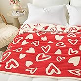 Snuggle Sac Valentines Heart Throw Blanket for Couch, Knitted Super Soft Cozy Blankets Gifts for Her, Microfiber Fuzzy Throws for Couch, Heart Love, 50x60 inches