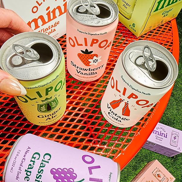 OLIPOP MINIS PREBIOTIC SODA POP, GINGER ALE, PANTRY PACK PACKED WITH PREBIOTICS, FIBER, AND BOTANICALS, GLUTEN FREE, GMO FREE, 7.5OZ (6-CANS)