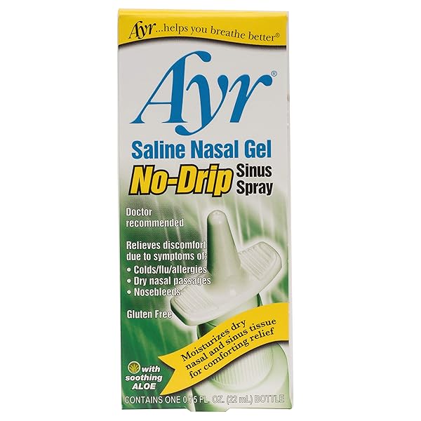 AYR SALINE NASAL GEL NO-DRIP SINUS SPRAY WITH SOOTHING ALOE VERA, 0.75 FL OZ SPRAY BOTTLE, (PACK OF 1)