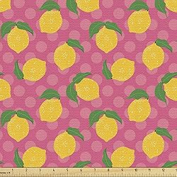 Ambesonne Lemon Fabric by The Yard, Lemons with