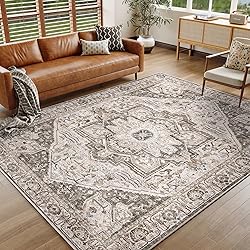 PureCozy Vintage Area Rug 8x10 Bedroom Rug Brown