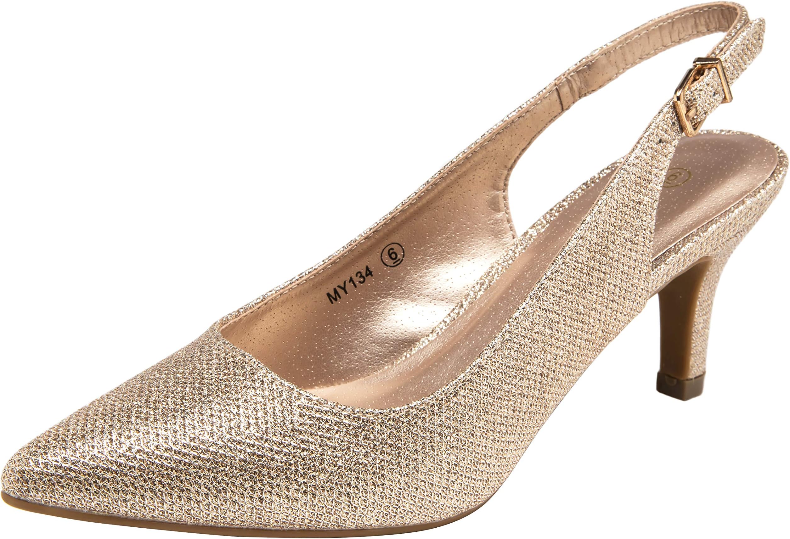 Women's Pumps Kitten Heels Slingback Low Heel Cute Dress Pumps Shoes
