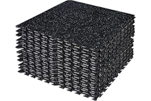 SIVAN HEALTH AND FITNESS Sivan Fitness 1/2" Thick Rubber Top High-Density EVA Foam Gym Flooring for Home Gym - 48 Sq Ft Exercise Mat Tiles for Workout, Yoga, MMA, Heavy Exercise Equipment Mat - 12 Interlocking Gym Floor Mat