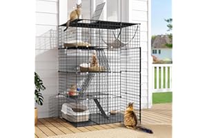 DWVO 4 Tier Large Cat Cage Indoor: Kitten Enclosure DIY Playpen Catio with Large Hammock for 1-3 Cats