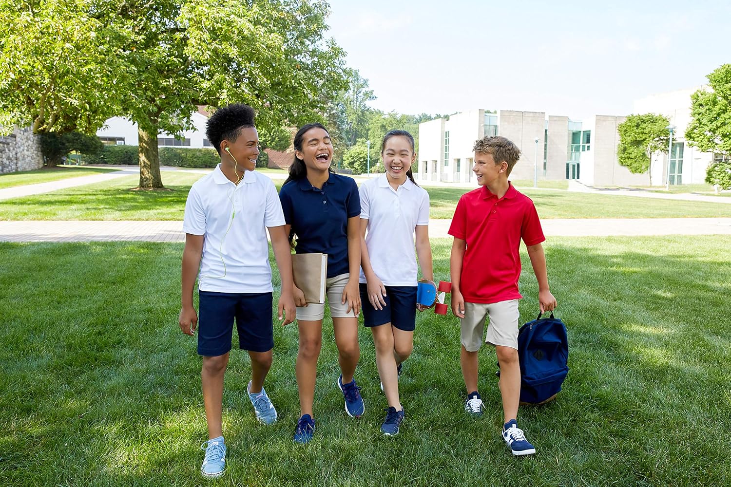 French Toast Boys' Short Sleeve Moisture Wicking Stretch Sport Polo Shirt: Clothing