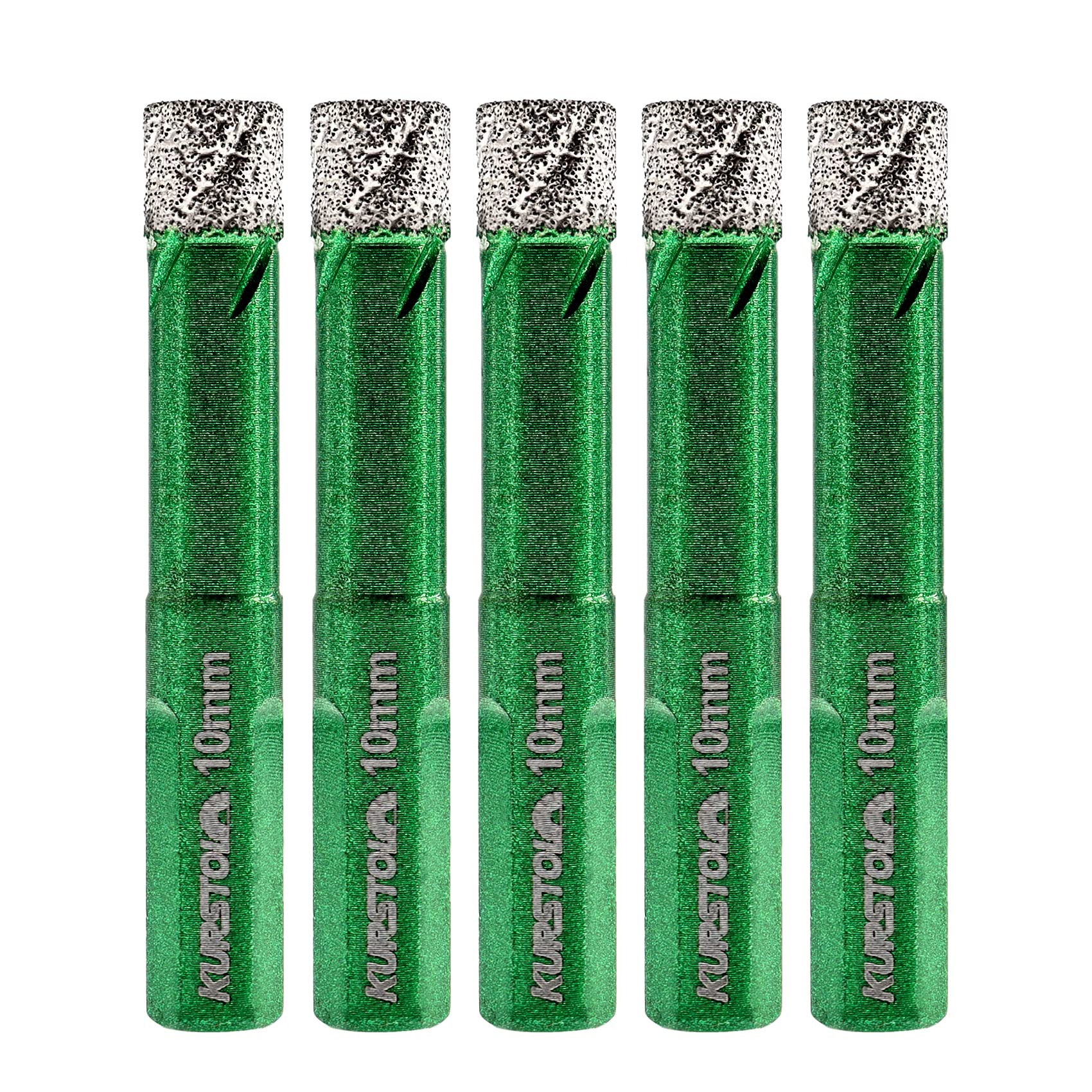 Porcelain Tile Diamond Drill Bits - Dry Hole Saw Set for Ceramic Marble Granite Stone, Diamond Core Drill Bit Kit Triangle Shank Fixed on Drills, No.K3 (5pcs 10mm)