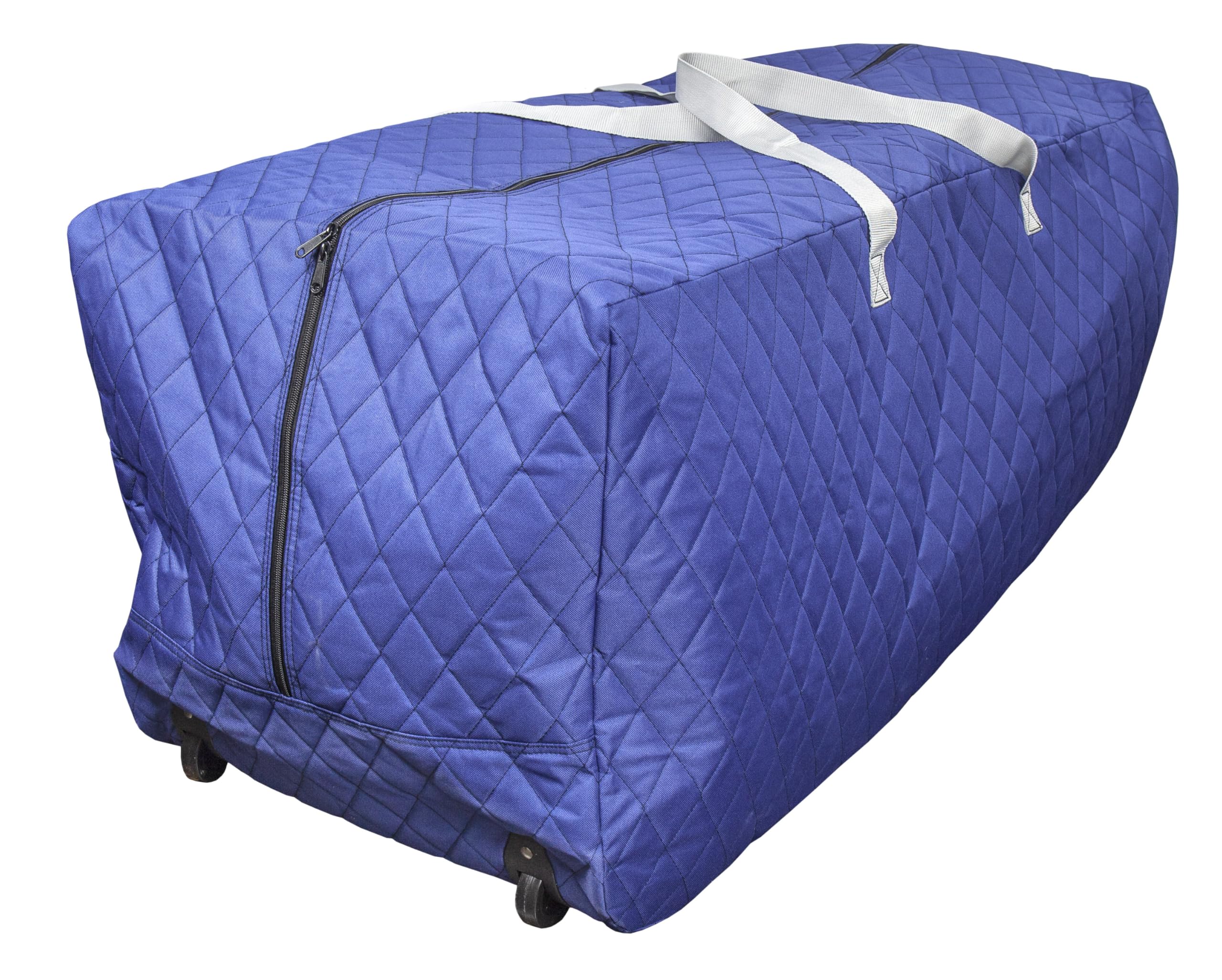 Photo 1 of 75 Gallon Heavy Duty Rolling Duffle Bag – Quilted, Durable Moving & Storage Bag with Wheels – Extra Large Capacity for Dorm, Holiday, Travel or Seasonal Use in Blue by Simple Living Solutions