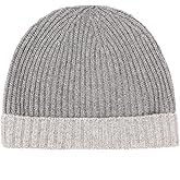 Pure 100% Cashmere Bi-Color Beanie for Men, Warm Soft Mens 3Ply Cashmere Beanie Hat in a Gift Box; Ultra Plush