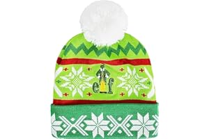Concept One Women's Elf Beanie Hat, Christmas Holiday Cuffed Winter Knit Cap with Pom