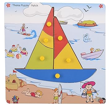 Skillofun Wooden Theme Puzzle Standard Yatch Knobs, Multi Color